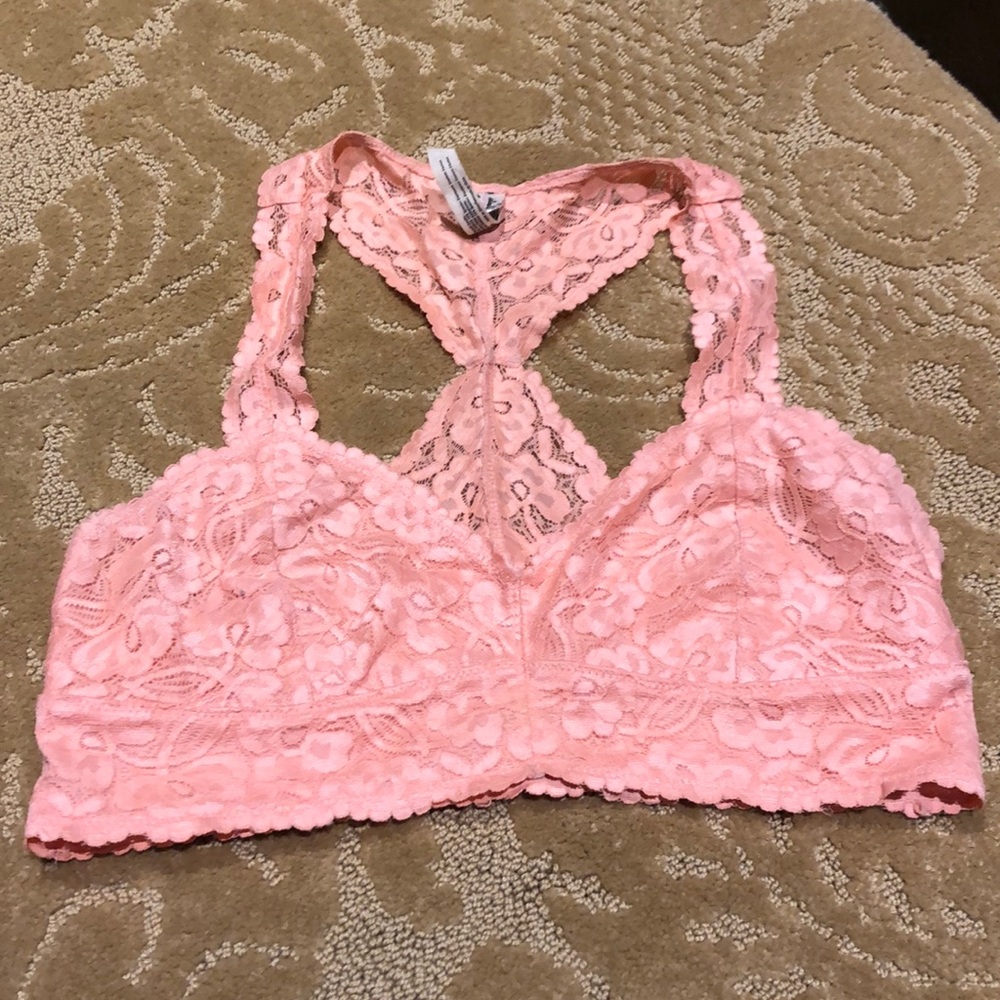 Free People Intimately peach/coral lace bralette